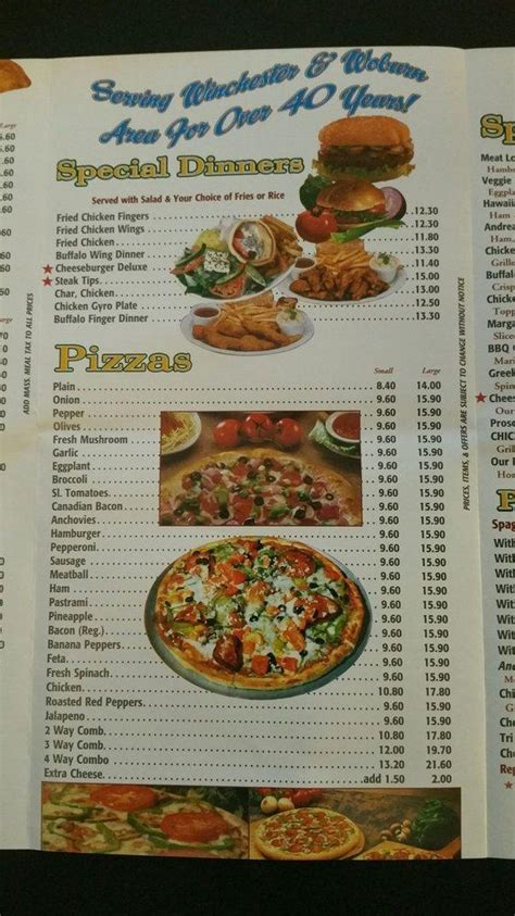 Anthony's Pizza. . Andreas pizza winchester menu